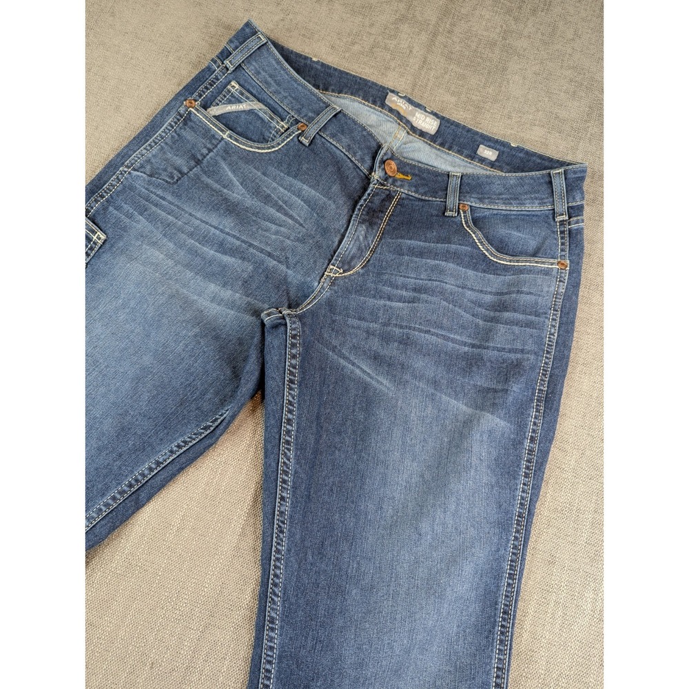 Ariat Rebar Jeans Womens 32R (36x32) Blue Relaxed Straight Mid Rise Medium Wash